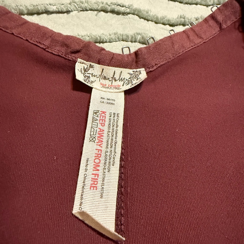 Free People Burgundy Sleeveless Top - Picture 2 of 3